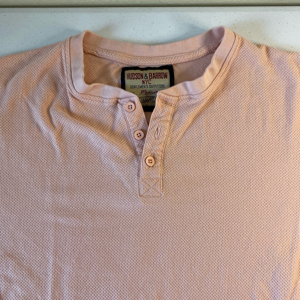 Hudson & Barrow Men Pink Short Sleeve Collared Textured Polo Med (F3)